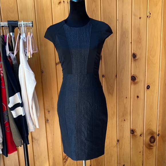 Hugo Boss Navy Black wool blend Cap Sleeve professional business quality Dress - Picture 1 of 12